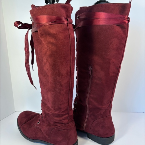 Steampunk Whimsigoth Fairy Pirate Tall Lace-Up Boots with Silky Ribbon Sz 9 - Picture 5 of 13